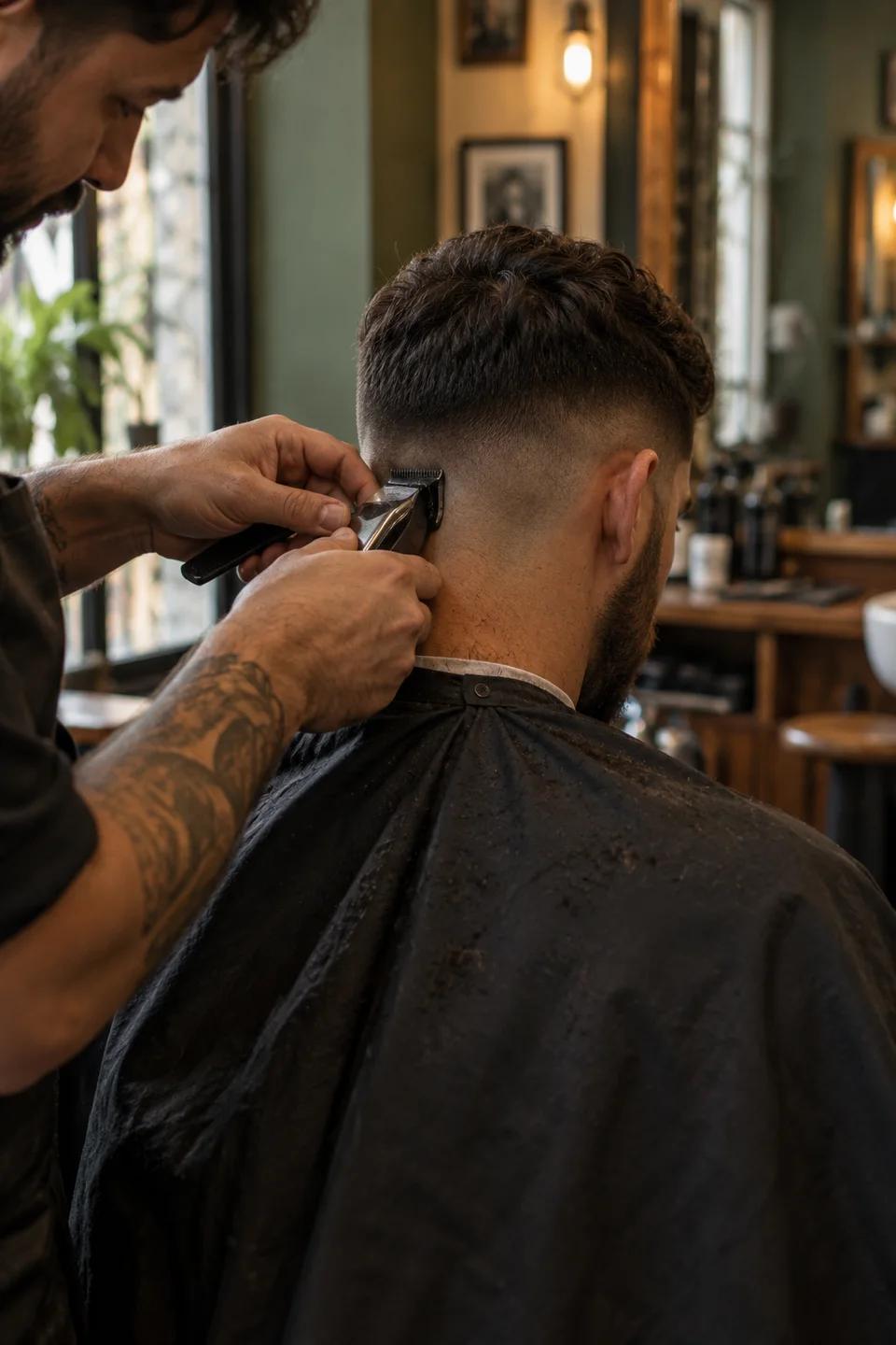 Detalhe de um corte numa barbearia, imagem conceptual